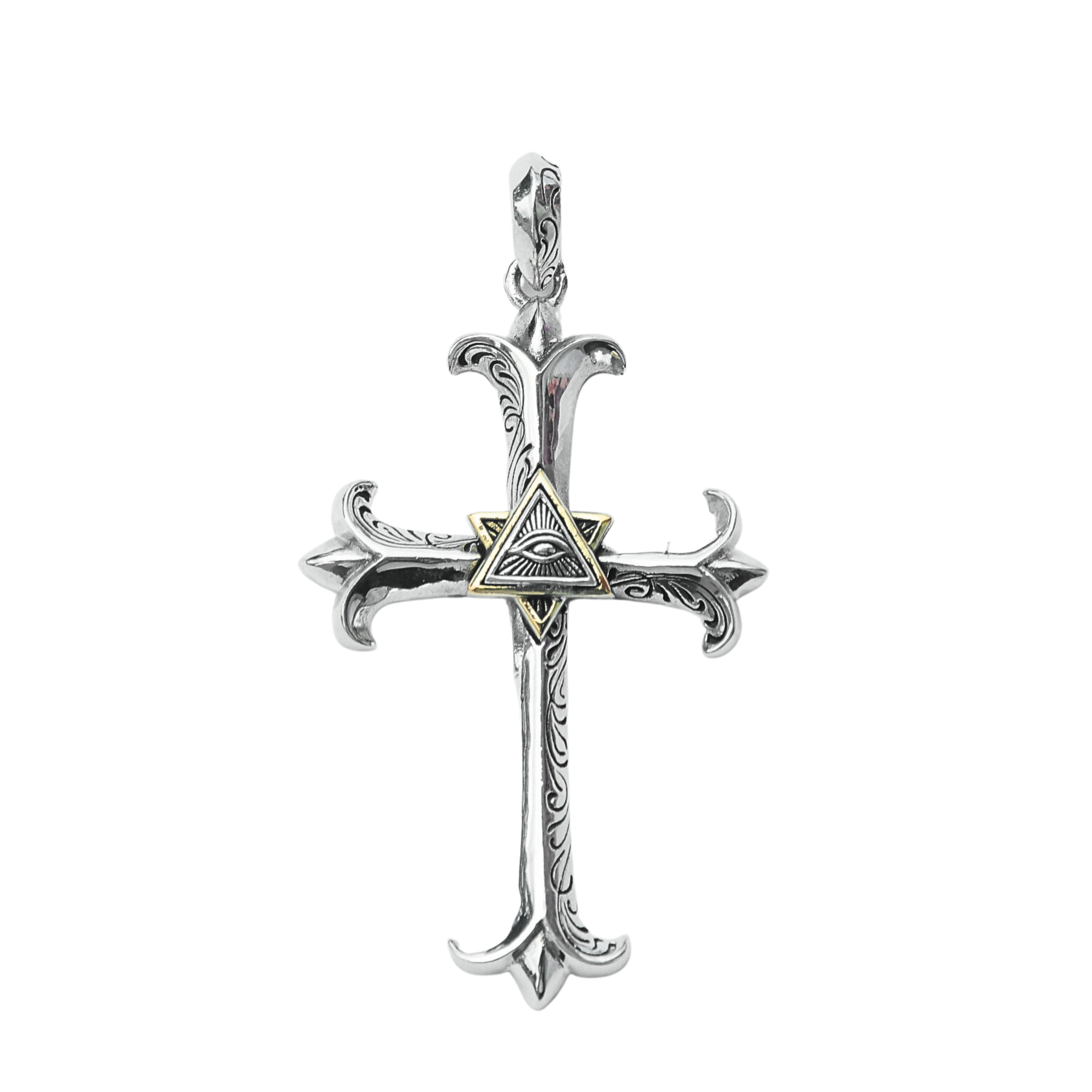 SATLAA Silver Eye of God Cross Pendant