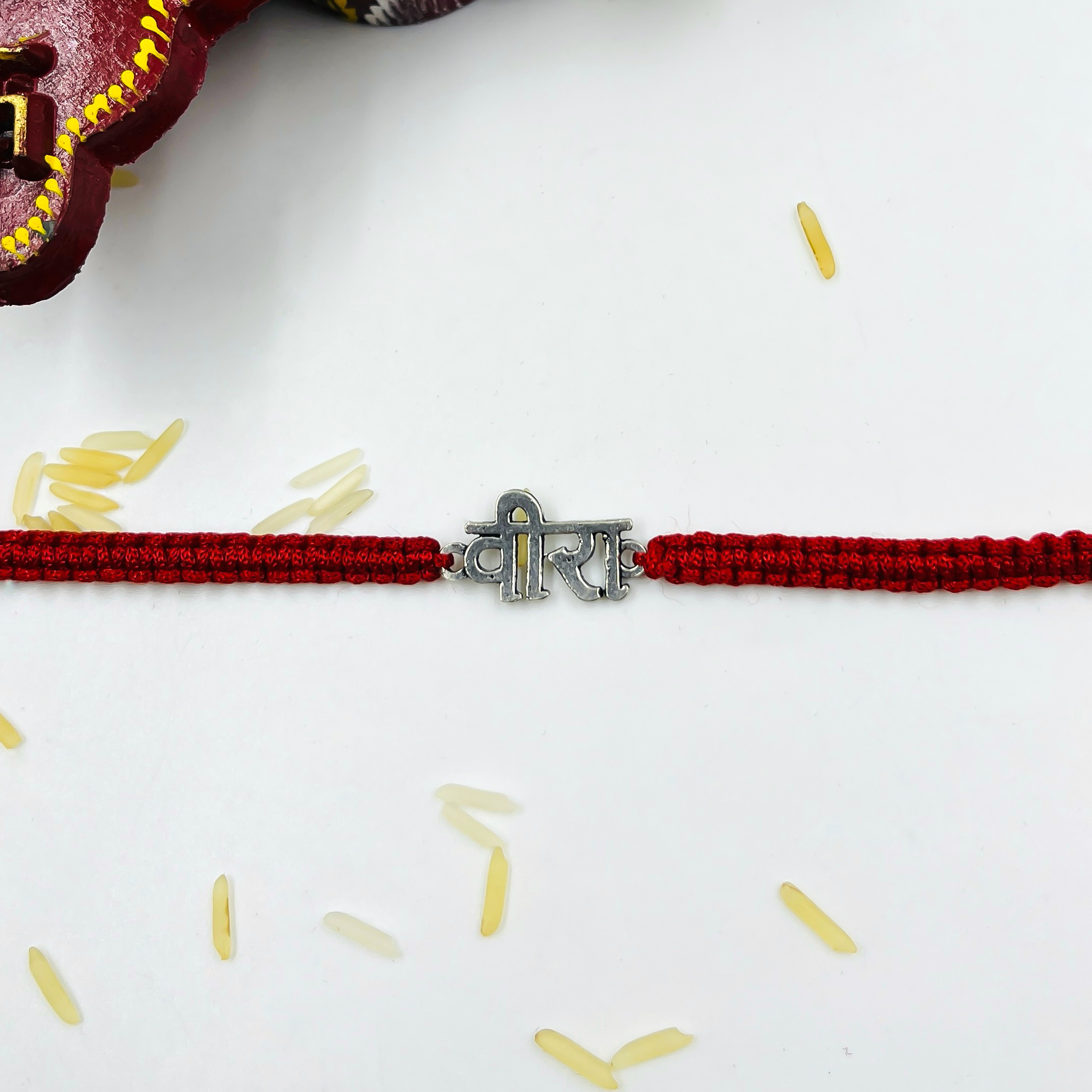 Silver Veera Name Rakhi